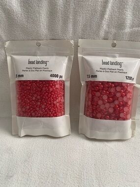 NWOT Bead landing™ Red Plastic Flatback Pearls - 5mm & 7.5mm